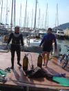 Joel et Daniel a cote' de leurs bouteilles