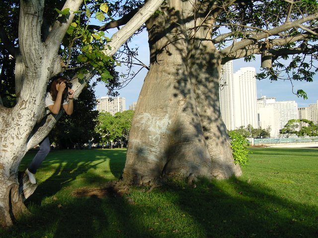 Caroline perched to take a picture