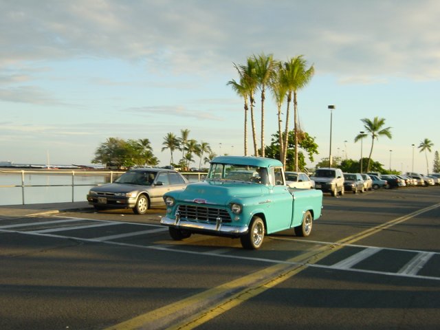 Clear blue old pick-up truck