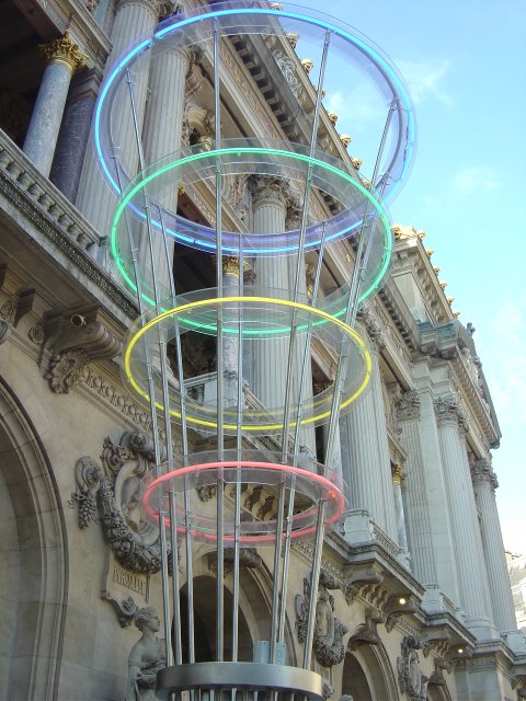 The Opera and some arty thing to remind the world that Paris wants to host the 2012 Olympic Games
