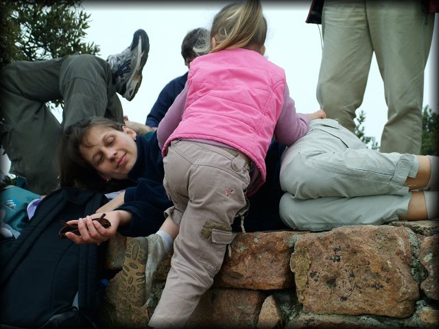 Selena climbing on Caroline