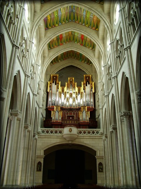 The organ inside Cathedral La Almudena