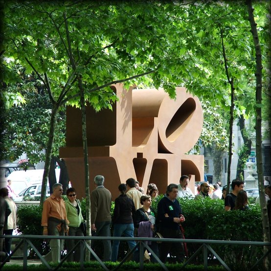 A great sculpture reading "LOVE"