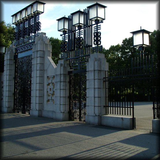 Massive gates of the Vigeland Sculpture Park, Oslo, NO.