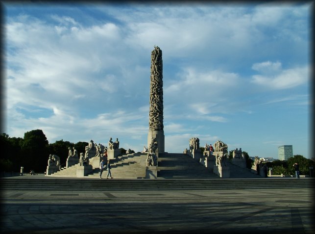 The Monolith (over 14 meter tall column with human bodies carved out of a single block of stone) in the Vigeland Sculpture Park.