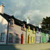 A colourful row of houses.