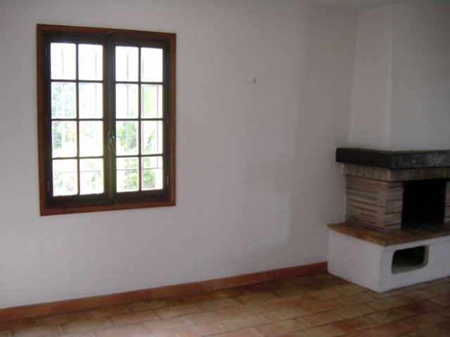 Le salon: fenetre et cheminee