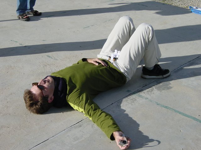 Karl sprawled on the ground