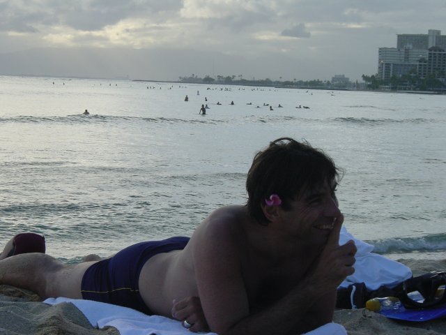 Thierry, surfers in the background