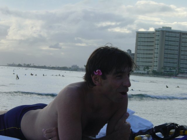 Thierry, surfers in the background