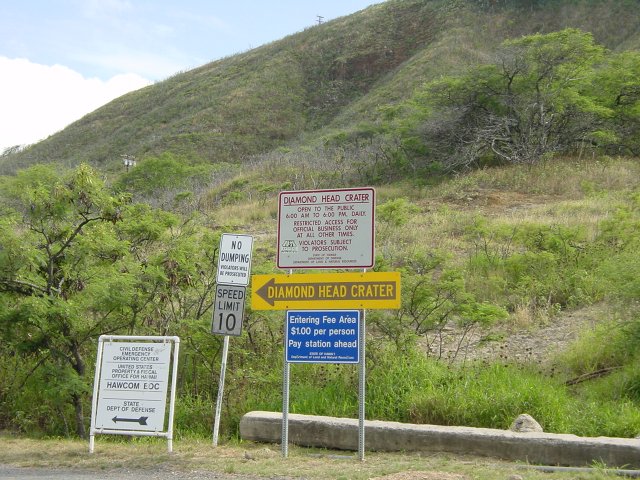 Arriving at the foot of Diamond Head crater