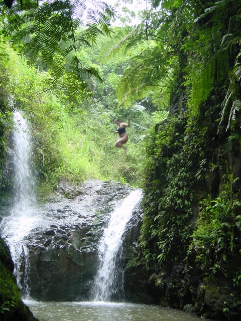 The girl jumping 