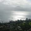 View from the highest point on the ocean and the buildings on the shore of Waikiki beach