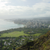 View on Waikiki beach, the buildings, the park