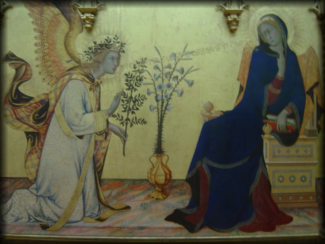 Painting of an angel visiting Mary, Galeria degli Uffizi, Firenze