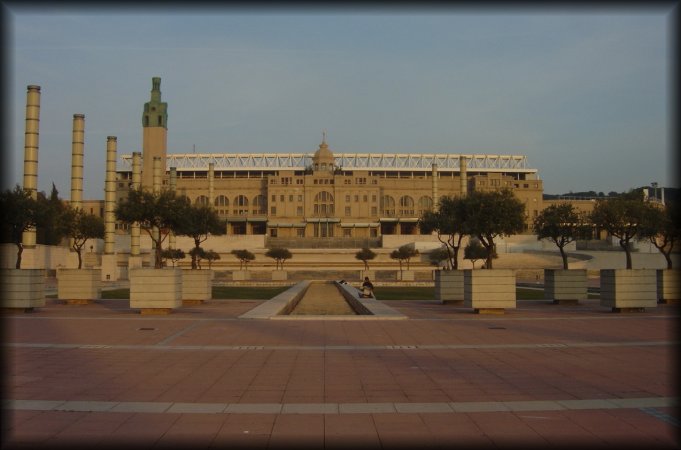 The Olympic Games ground was beautiful. Beyond the water strip is the Estadi Olimpic de Montju\225c Lluis Companys.