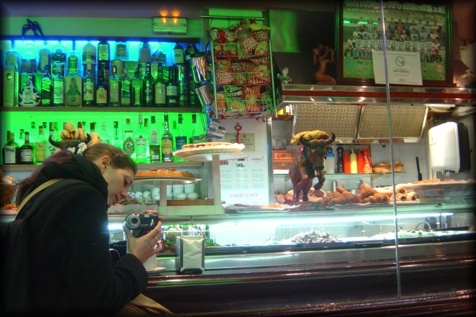 Me in the huge mirror in a bar on Creu Coberta (near the Fira de Barcelona where 3GSM was)