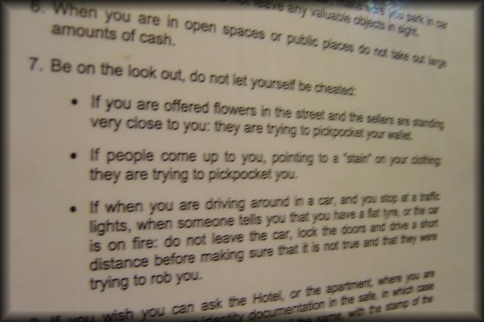 Notice for visitors, warning about thefts