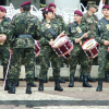 Soldiers ready with their drums on Plaza Mayor