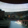 The altar of Temppeliaukio Church, which is built partly underground.