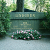 What caught my attention was the format for the dates. I also liked how green the grave was. Maybe Lindgren contains "green" and this is a tribute.