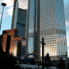 The European Central Bank in Frankfurt am Main, Germany, at sunset